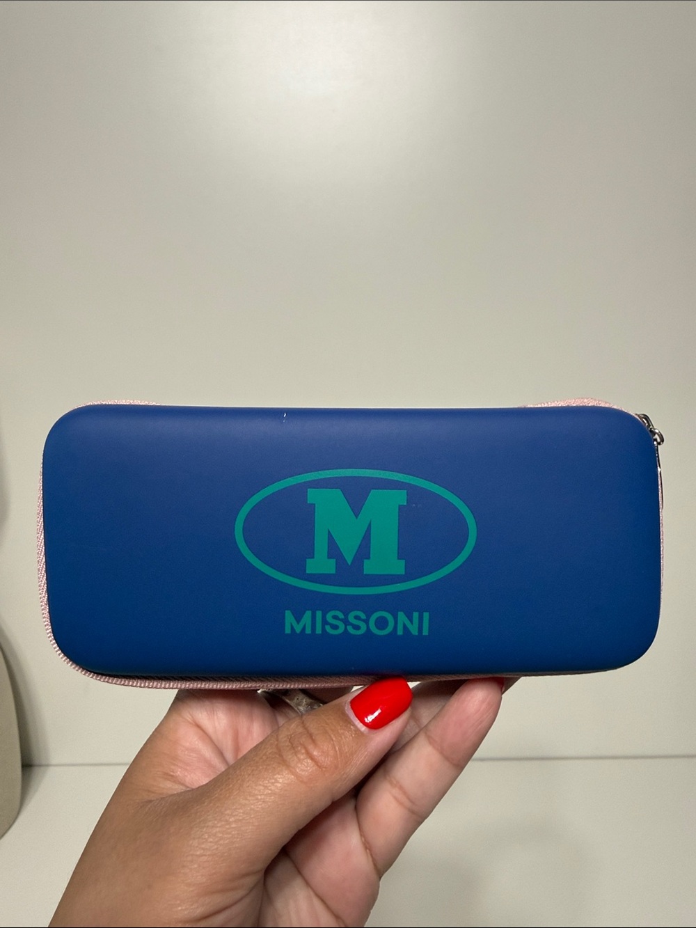Missoni Blue Eyewear EMPTY Case with Teal Logo and Pink Trim